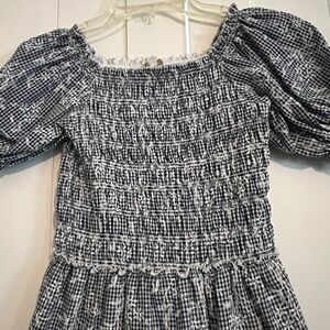 Hanbah Banana girls shorts romper in navy and white‎ gingham EUC